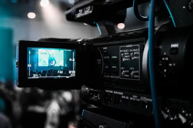 photo of a video camera screen